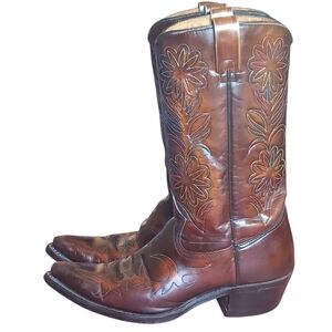 Vintage Rodeo Cowboy Boots Patent Leather Rainbow Peacock Men's